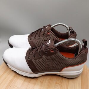 FootJoy FJ Contour Golf Shoes Mens 9M White Brown Athletic 54096 Flaws